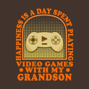 Happiness Is A Day Spent Funny Gaming Grandparents T-Shirt