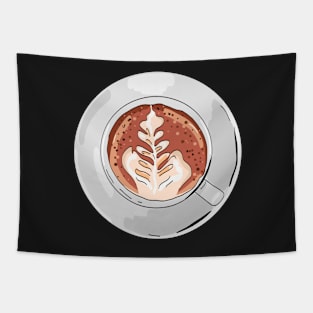 Cup of Cappuccino with Latte Art Tapestry