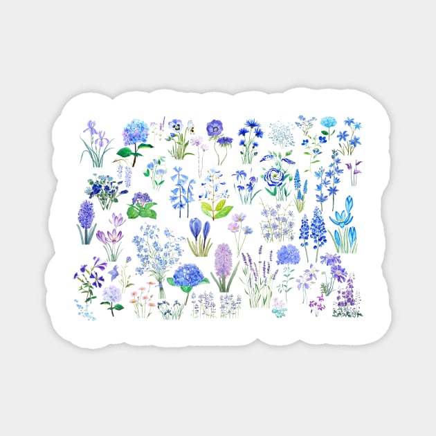 blue and purple flowers collection 2020 Magnet by colorandcolor