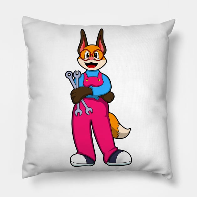 Fox as Craftsman with Tools Pillow by Markus Schnabel