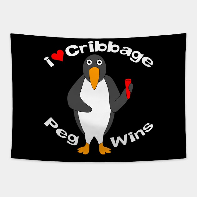 Cribbage Peg Wins White Text Tapestry by Barthol Graphics