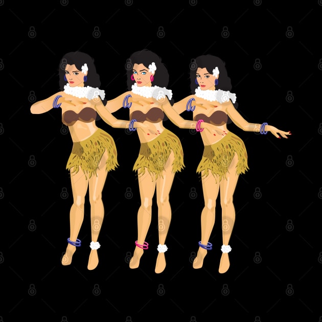 Three Hulas Dancing BLK by PauHanaDesign