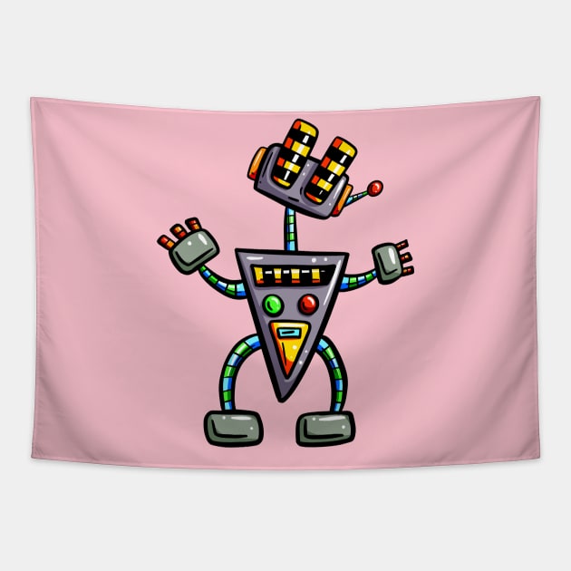 Far Out Cartoon Robot Tapestry by Squeeb Creative