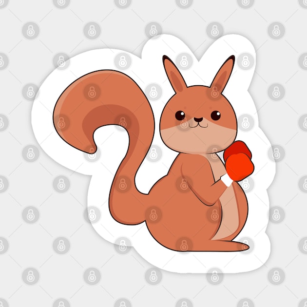 Squirrel as Boxer with Boxing gloves Magnet by Markus Schnabel