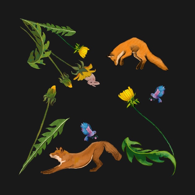 Foxes and dandelions by TatianaBS