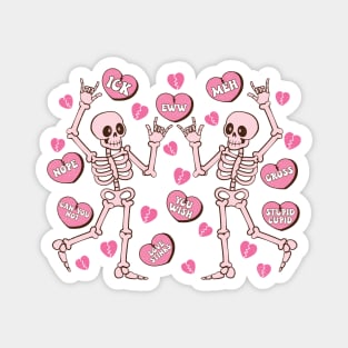 Skeletons & Conversation Hearts Anti Valentine Magnet