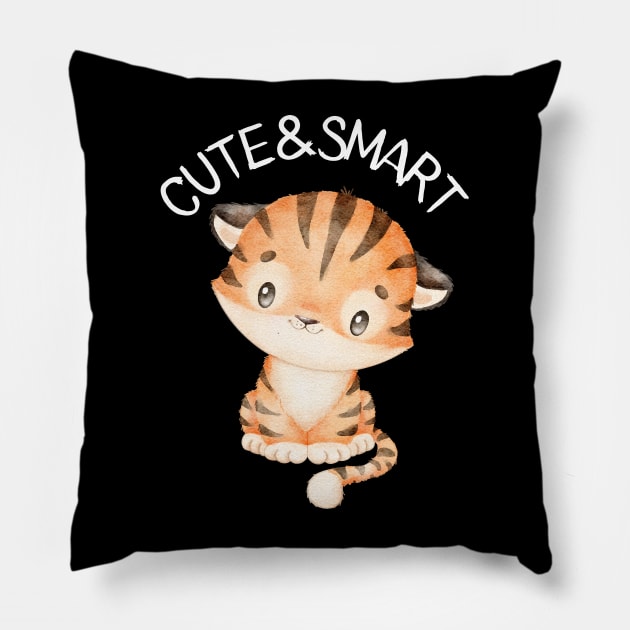 Cute and Smart Cookie Sweet kitty baby tiger cute baby outfit Pillow by BoogieCreates