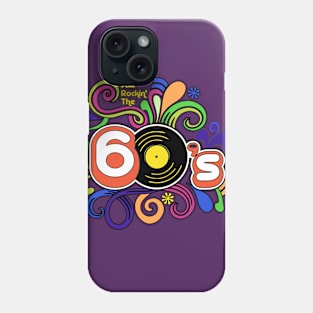 1960s rock and roll groovy retro vinyl record psychedelic doodle Phone Case