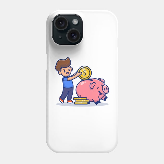 Cute Boy Insert Coin Into Piggy Bank Phone Case by Catalyst Labs