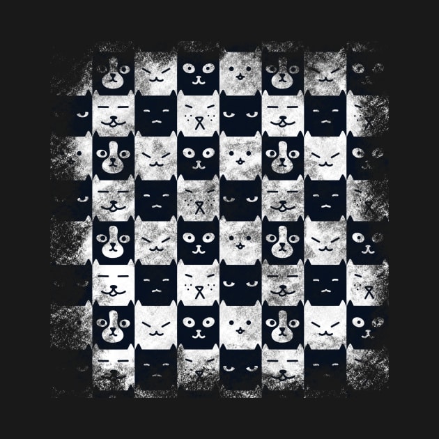 Black And White Checkerboard Cat Pattern by panco