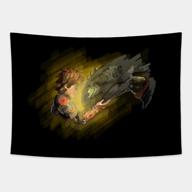 Hiccup & Toothless Tapestry by henryerdman