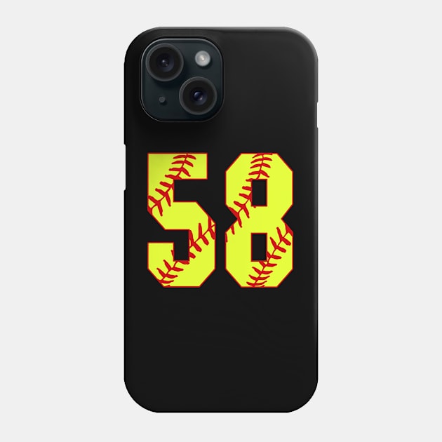 Fastpitch Softball Number 58 #58 Softball Shirt Jersey Uniform Favorite Player Biggest Fan Phone Case by TeeCreations