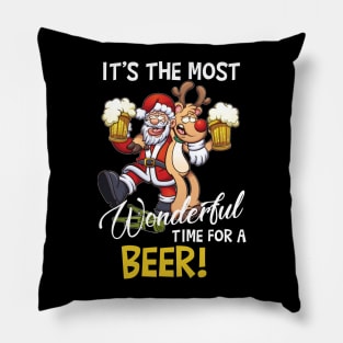 It's The Most Wonderful Time For A Beer Santa Xmas Pillow