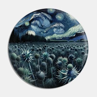 Enchanted Flower Garden Night: Sea Holly Starry Floral Pin