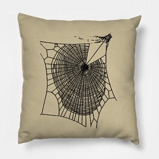 Fun Hand Drawn Spooky Halloween Spiders Web Black Pillow