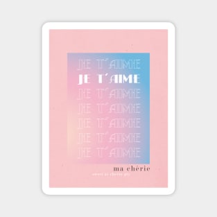 Je t'aime, Y2K aesthetic, Aura poster, Love, Romantic art print, Valentine's Day, Soft pink blue Magnet