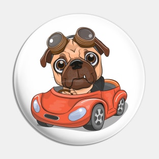 Cute bulldog driving a car Pin