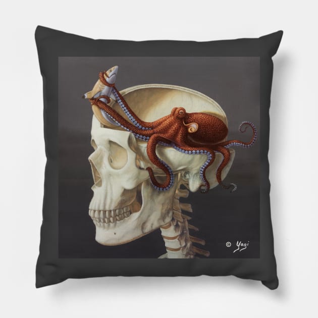 Octoskull Pillow by Sandra Yagi