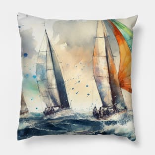 Abstract looking illustration of a sailboat race Pillow