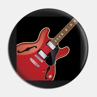 Hollow-body Red Guitar Design, Artwork, Vector, Graphic Pin