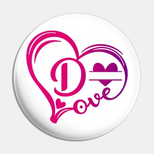 letter d monogram in the shape of love Pin