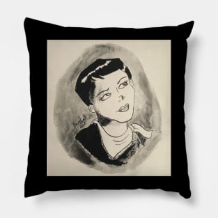 Portrait in grayscale Pillow