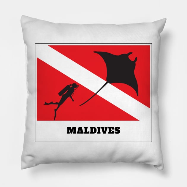 Maldives Island Scuba Dive Pillow by DW Arts Design
