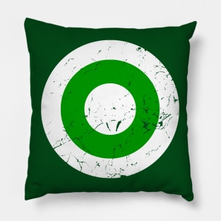 Distressed White and Green Roundel Pillow