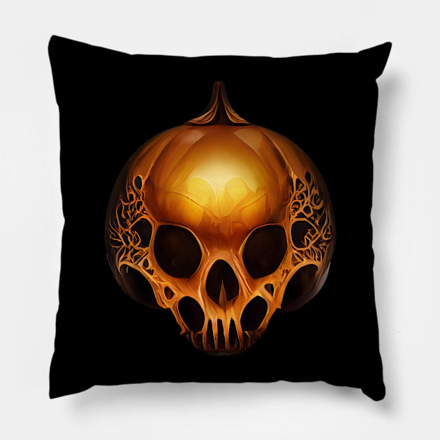 Pumpkin Skull Halloween Pillow by MZeeDesigns