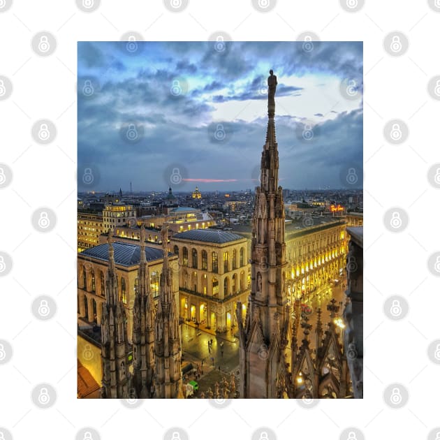 Night View from the Roof of Cathedral in Milan, Duomo by Anastasia-03