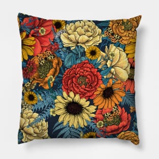 Bouquet of flowers- roses, peonies, daisies and ferns 3 Pillow