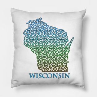 State of Wisconsin Colorful Maze Pillow