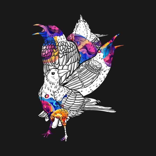 Colorful Birds Raven by shirtsyoulike