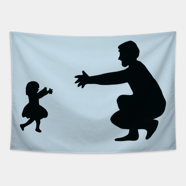 Dad daughter silhouette Tapestry by Mermaidssparkle