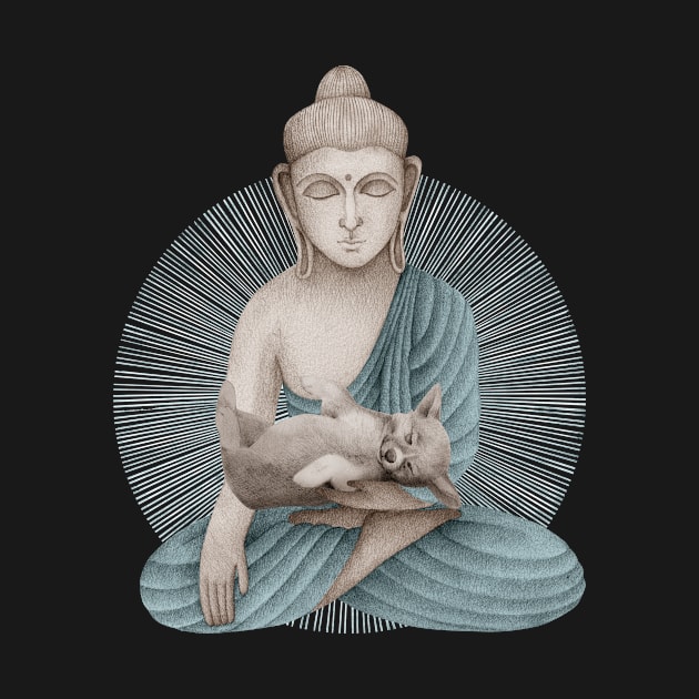 blue Buddha with puppy by KindSpirits