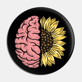 Brain Floral sunflower, Mental Health Matters Pin