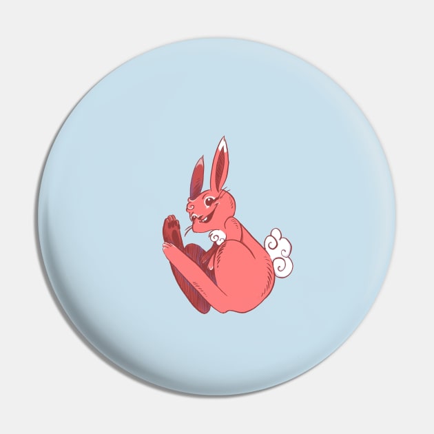 Red Rabbit Curled Up and Smiling Pin by SimplyKitt