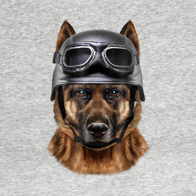 Discover German Shepherd Biker In Motorcycle Helmet - German Shepherd - T-Shirt