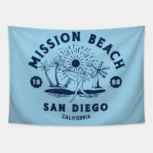 Vintage South Mission Beach Surfing // Retro California Beach San Diego 1988 Tapestry