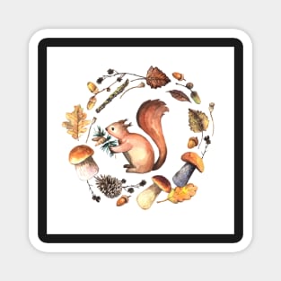 Squirrel and autumn wreath Magnet