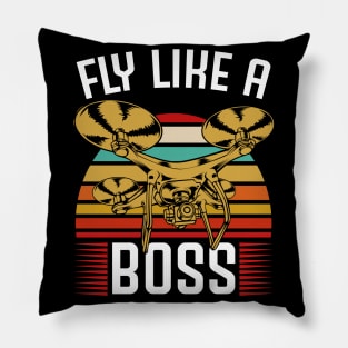 Drone - Fly Like A Boss - Retro Style Drone Pilot Pillow