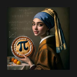 Pi Day Elegance: Girl with a Pearl Earring Goes Mathematical T-Shirt