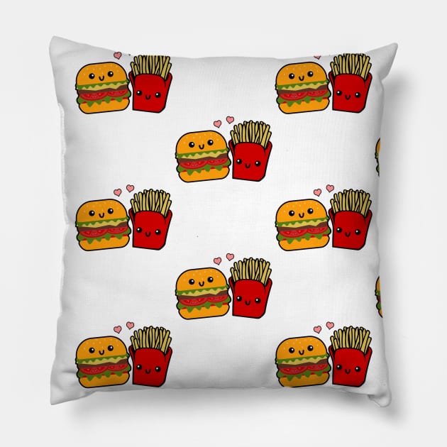 Cute Burger And Fries Pillow by LunaMay