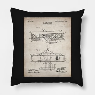 Wright Brothers Airplane Patent - Aviation History Art - Antique Pillow