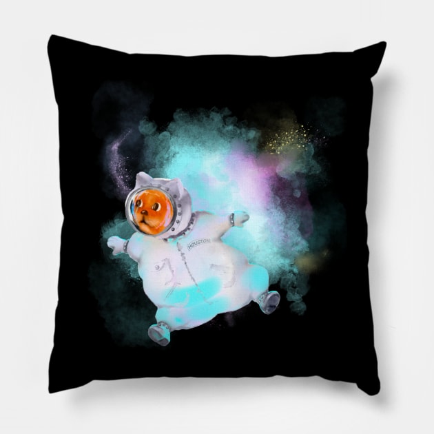 Astronaut Captain Cat Pillow by Ljuko