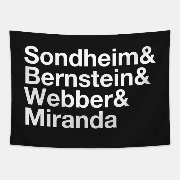 Sondheim & Bernstein & Webber & Miranda Broadway Musical Composers Tapestry by crashboomlove