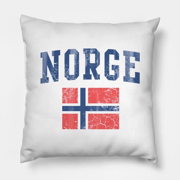 Vintage Norge Norwegian Flag Norway Pillow by E