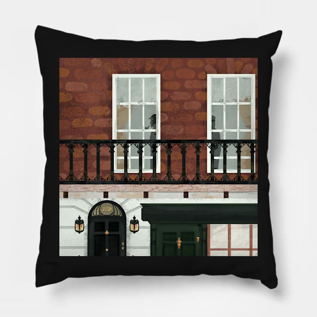 221B Baker Street Consulting Detective Sherlock Holmes Pillow by MSBoydston