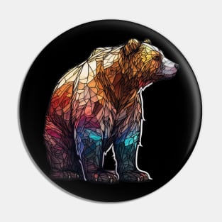 Grizzly Bear Animal Portrait Stained Glass Wildlife Outdoors Adventure Pin