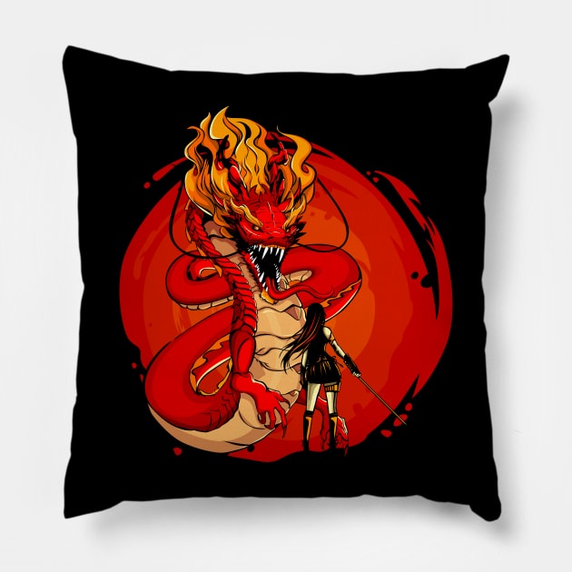 dragon and girl Pillow by keenkei